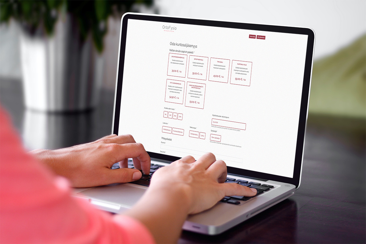 Ortofysio verkkosivut ja jäsenyyden verkkokauppa